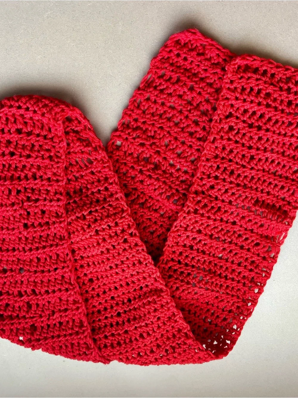 Men’s or Women’s Red Handmade Crochet Scarf - Picture 3 of 3